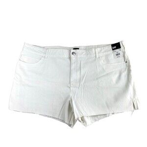Lee White Cut-Off Jean Shorts Womens 26W High Rise Frayed Hem 5 Pocket Denim